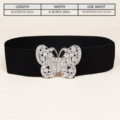 Rhinestone Belt Butterfly Decorated Elastic Girdle Butterfly Hook Buckle
