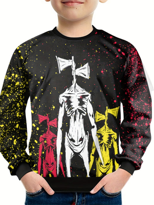 Teens 3D Halloween Skull Print Sweatshirt Kids Casual Pullover