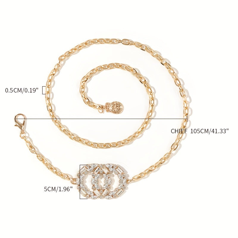 Rhinestone Decor Waist Chain Body Chain