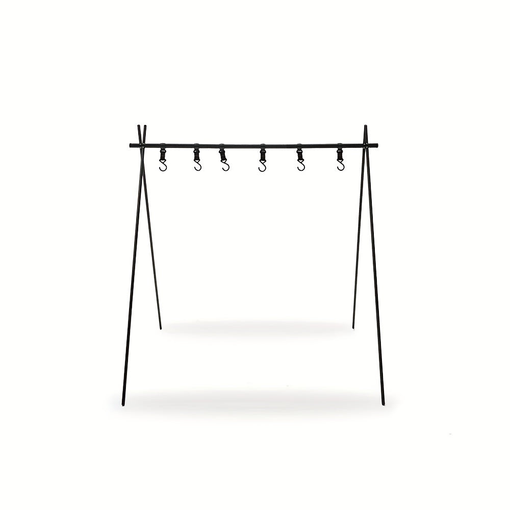 Portable Tripod Camping Hanging Rack with Hook Cookware and Clothes Drying Shelf