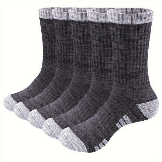 YUEDGE Men's Cushioned Hiking Crew Socks Moisture Wicking Durable Athletic Socks