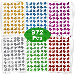 Holographic Star Stickers Self Adhesive Paper Decals 6 Colors 1 Diameter
