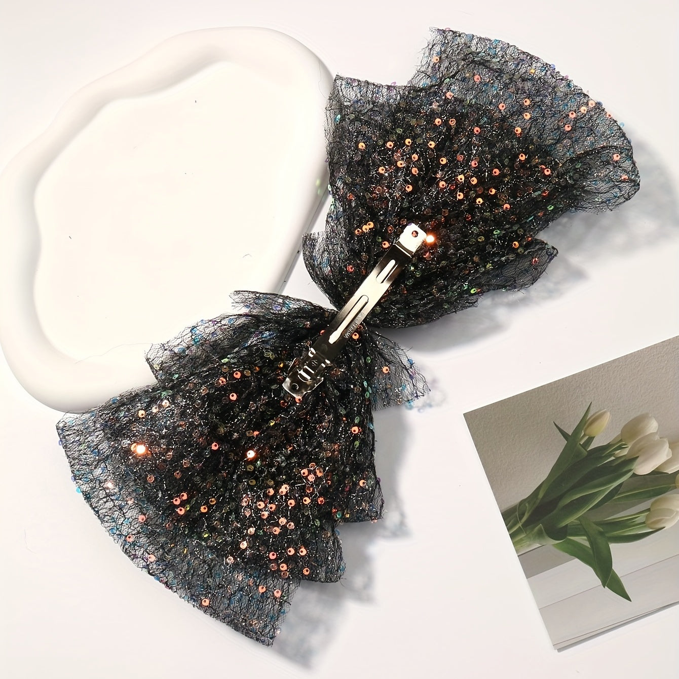 Large Mesh Sequin Hair Clip French Barrette Hair Accessories