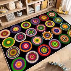 Colorful Circle Classroom Carpets - Abstract Children's Seating Rug