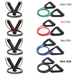 Adjustable Steel Wire Jump Rope & Resistance Band Set for Fitness Training