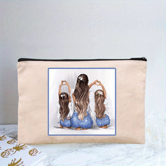 Girl Print Cosmetic Bag Adorable Roomy Zipper Makeup Pouch Travel Organizer