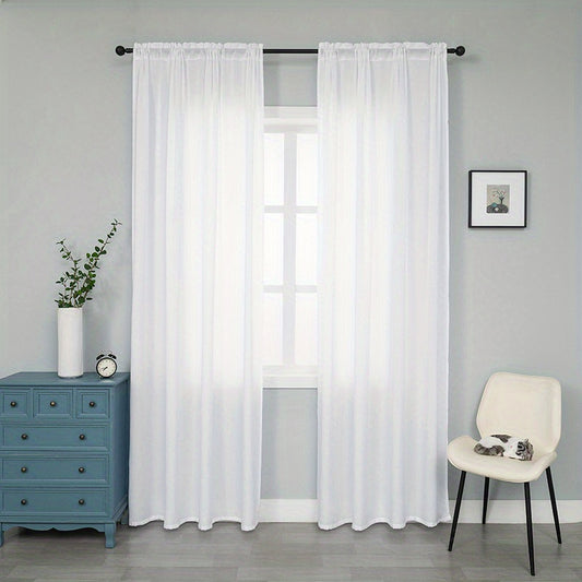 Velvet Sheer Rod Pocket Curtains - Privacy in Kitchen Bedroom Living Room