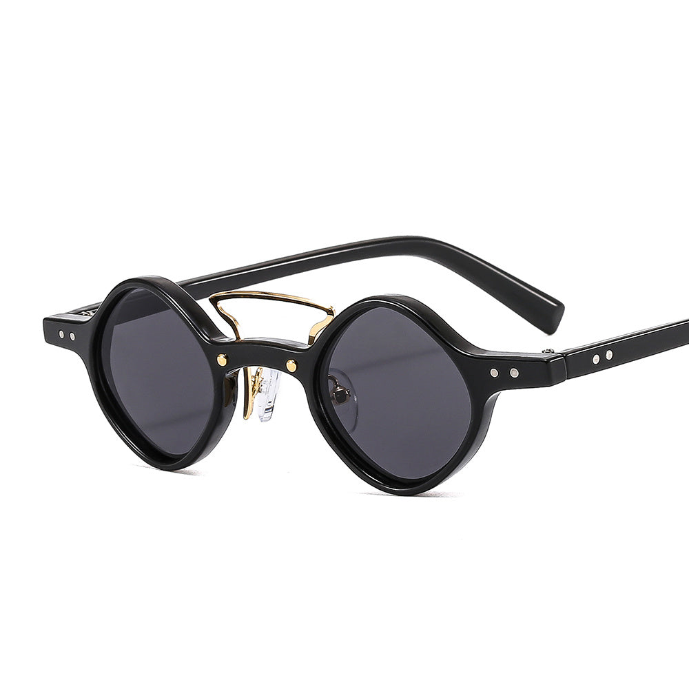 Square Frame Sunglasses Rivet Decor Hip Hop Glasses UV400
