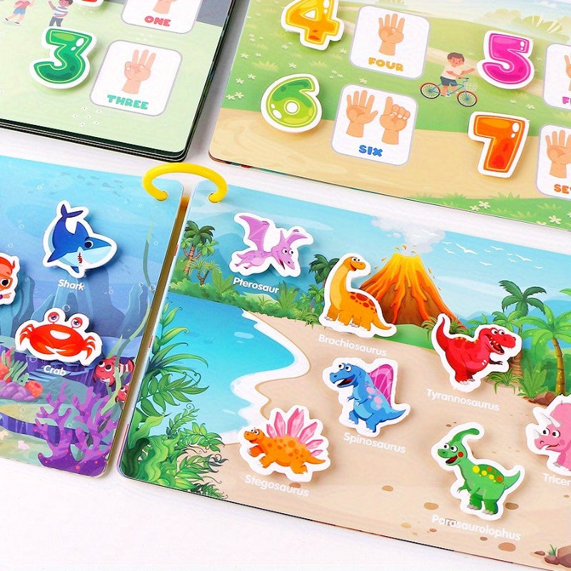Animal & Dinosaur Themed Sensory Activity Quiet Book for Ages 3