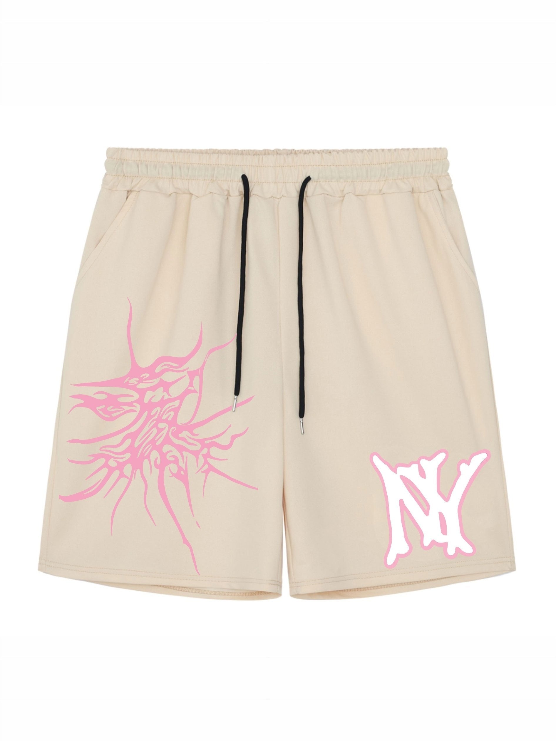 Graphic Pattern Comfy Shorts Men's Casual Elastic Waist Drawstring Shorts