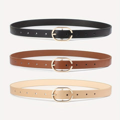 3pcs set Oval Pin Buckle PU Belt Casual Jeans Pants Belt For Women