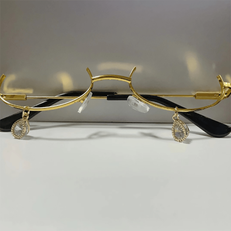 Rhinestone Decor Semi Rimless Lensless Glasses for Cosplay Party Club