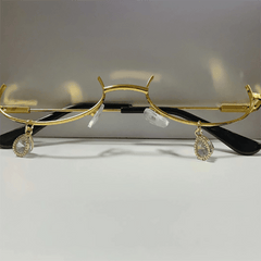 Rhinestone Decor Semi Rimless Lensless Glasses for Cosplay Party Club