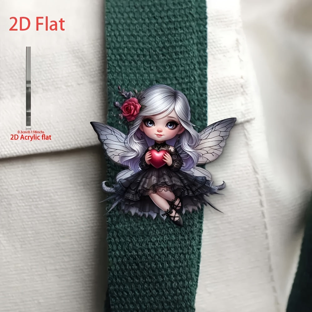 Gothic Angel Acrylic Brooch Pin DIY Accessory