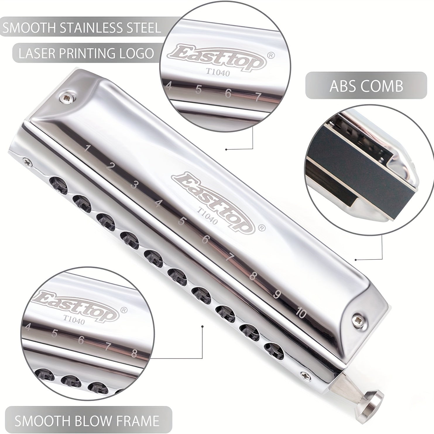 Chromatic Harmonica Key Of C 10 Holes 40 Tones Mouth Organ