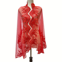 Floral Embroidery Shawl Large Cape for Wedding Bridal