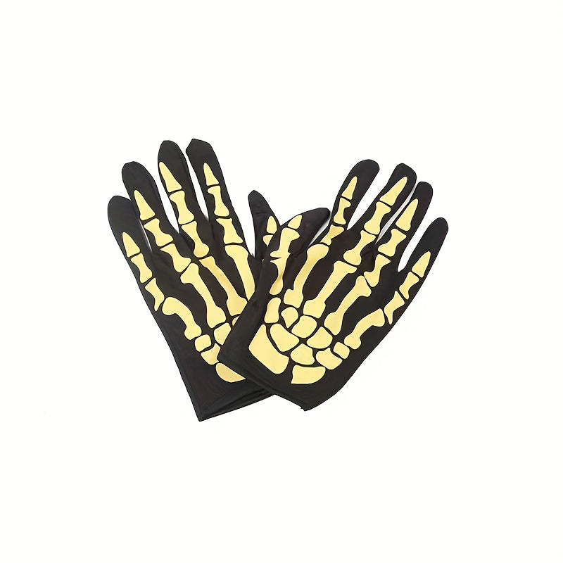 Punk Skeleton Claw Pattern Luminous Gloves for Halloween