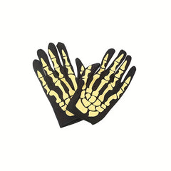 Punk Skeleton Claw Pattern Luminous Gloves for Halloween