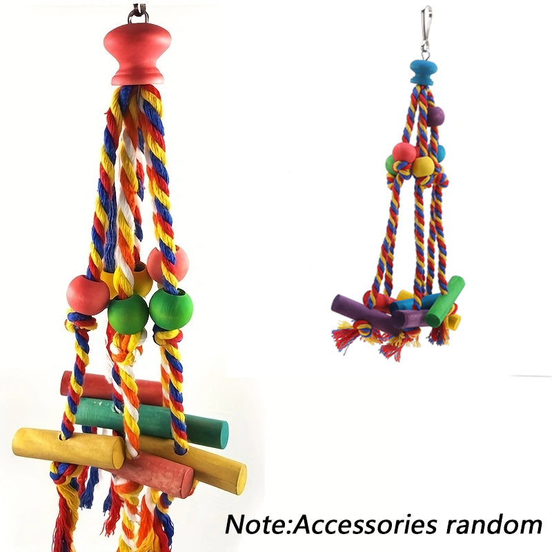 Colorful Parrot Toy with Beads and Wood Block