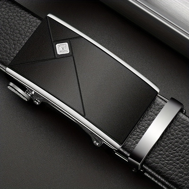 Leather Belt with Automatic Buckle for Men
