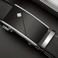 Leather Belt with Automatic Buckle for Men
