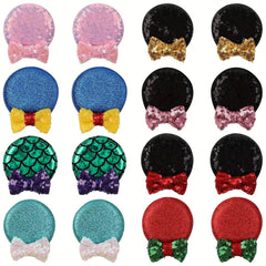2pcs Mouse Ears Hair Clip Sequin Bow for Kids Party Cosplay