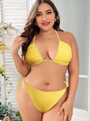  Ribbed Knit Halter Bikini Set