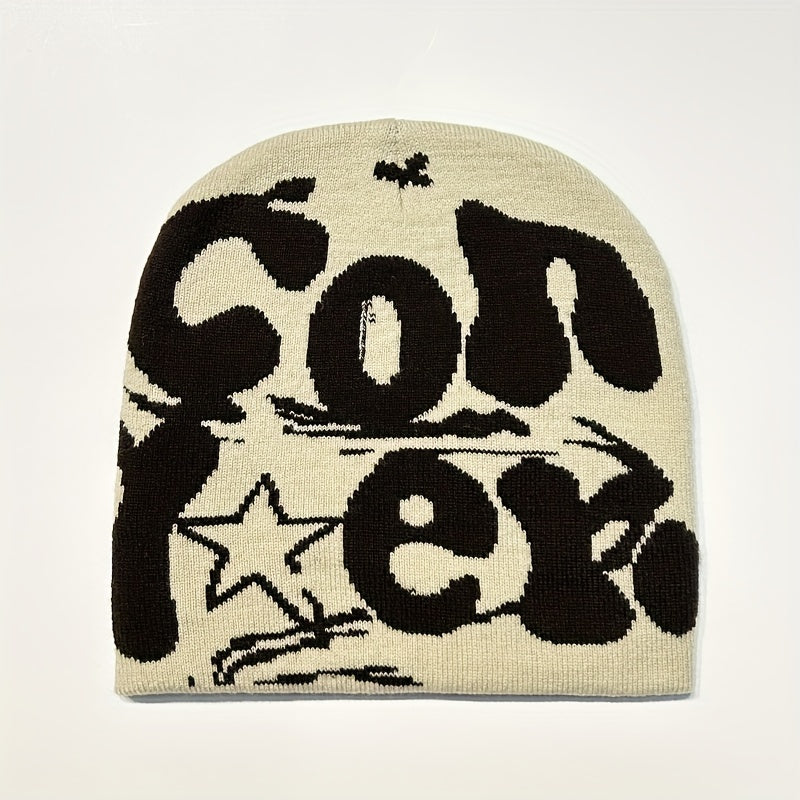 Sport Windproof Knit Beanie Hat With CON Letter Embroidery