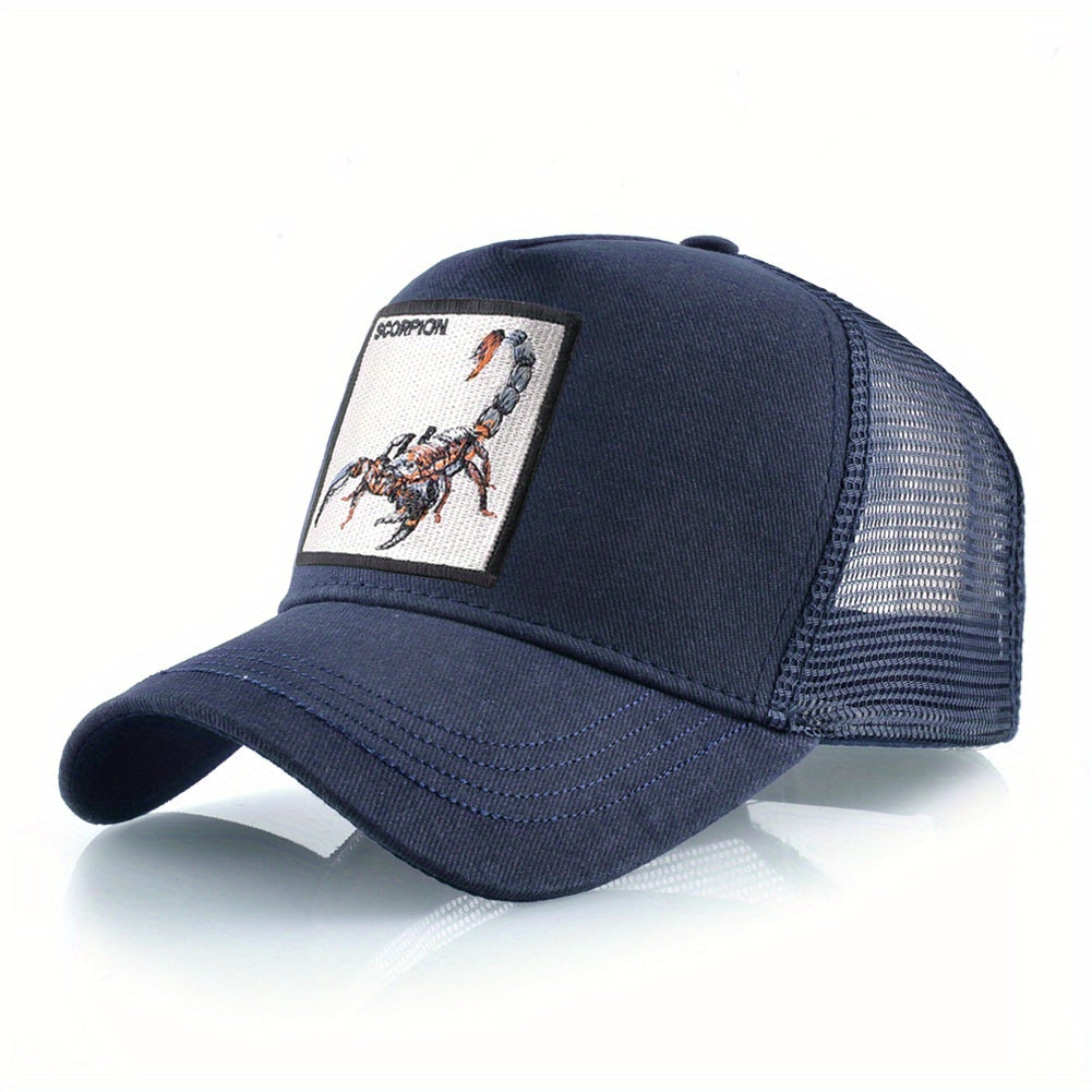 Scorpion Embroidered Baseball Cap Mesh Trucker Snapback Cap