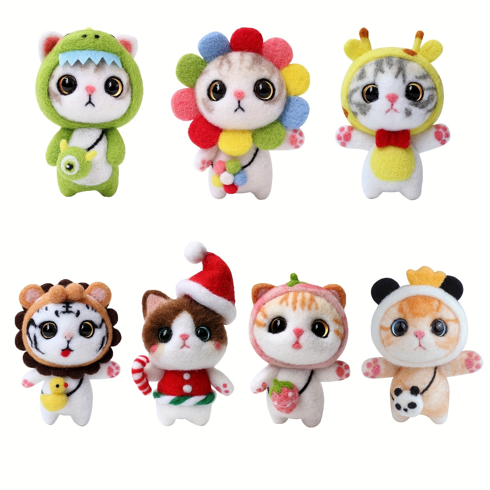 DIY Animal Needle Felting Starter Kit Plush Cat Doll Wool Material