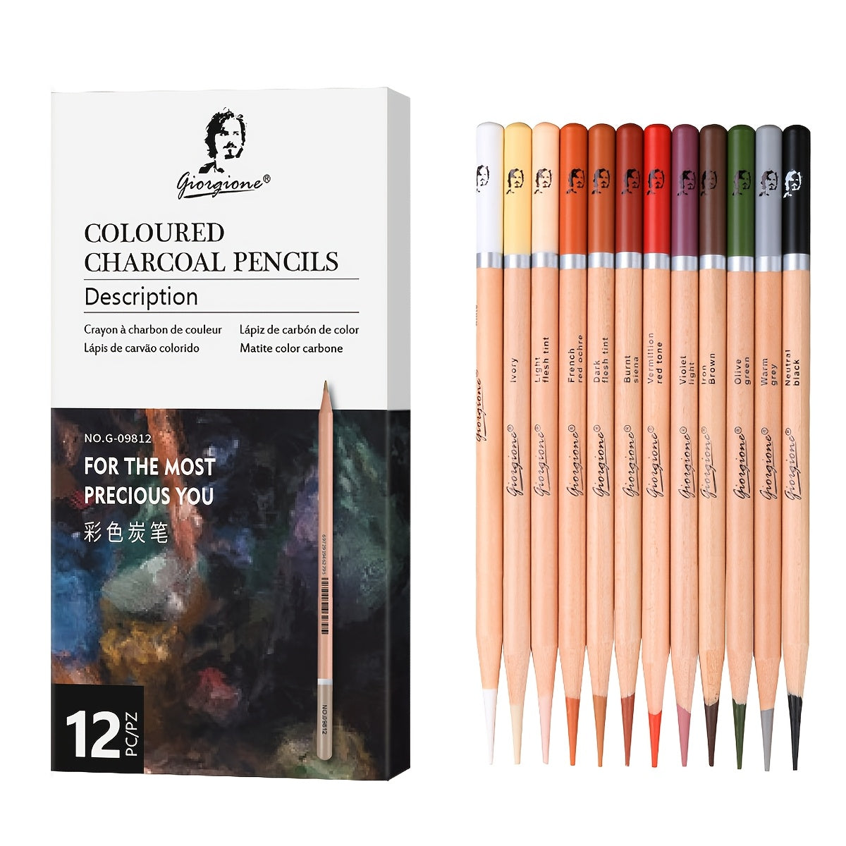 12 Charcoal Pencils Set Professional Drawing Sketch Shading Art Pencils