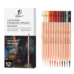 12 Charcoal Pencils Set Professional Drawing Sketch Shading Art Pencils