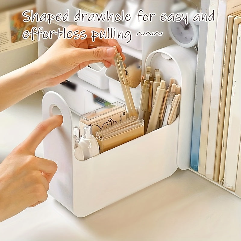 Desktop Bookshelf with Pen Holder & End Bookshelf for Books & Stationery