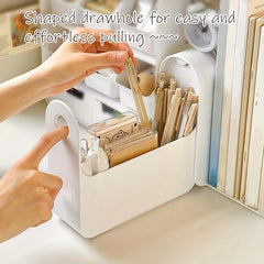 Desktop Bookshelf with Pen Holder & End Bookshelf for Books & Stationery