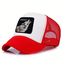 Summer Mesh Wolf Embroidery Print Sunshade Baseball Cap