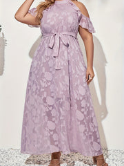  Cold Shoulder Floral Maxi Dress
