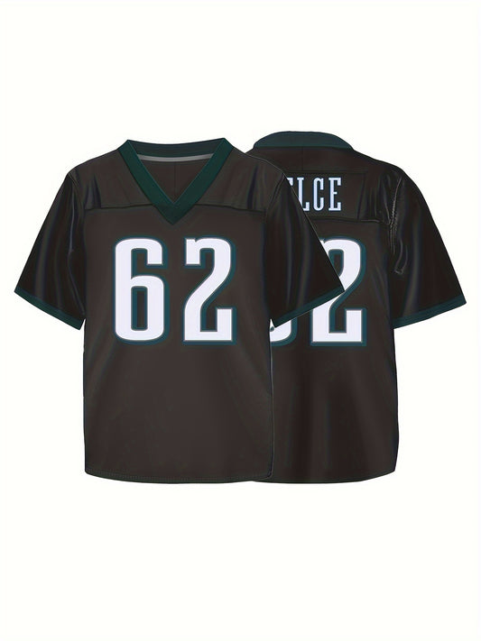 Boys Breathable V-Neck Rugby Jersey Athletic Short Sleeves Football Shirt