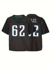Boys Breathable V-Neck Rugby Jersey Athletic Short Sleeves Football Shirt