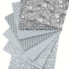 7pcs Gray Cotton Fabric Quilting Craft Bundle Squares DIY Patchwork