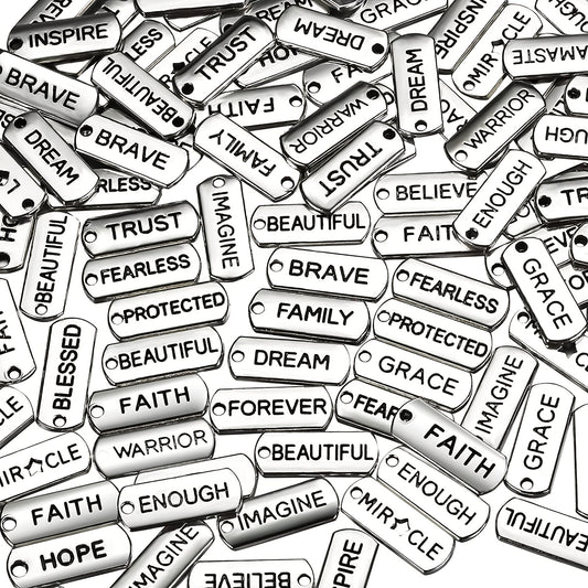 80pcs Word Charms Pendants for DIY Jewelry Making