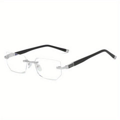 Metal Rimless Reading Glasses Anti Light Frameless Presbyopic Glasses