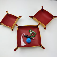 PU Leather Storage Dish Plate Foldable Storage Tray