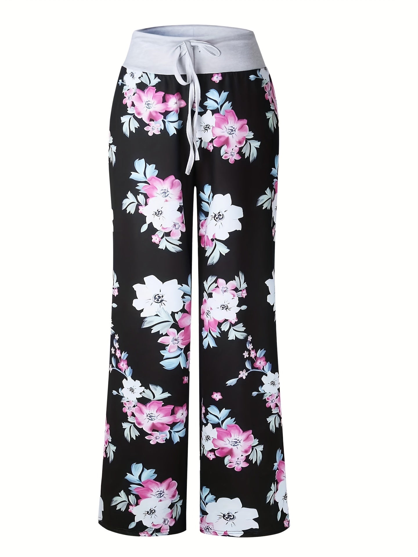 Women's Plus Floral Print Wide Leg Trousers