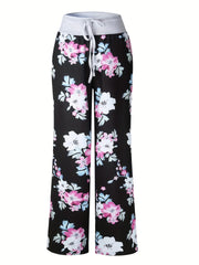 Women's Plus Floral Print Wide Leg Trousers