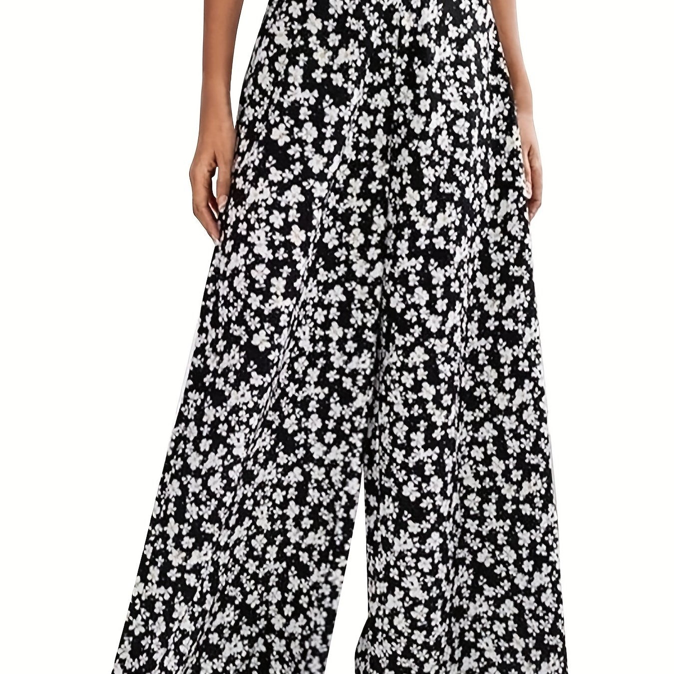  Elastic High Rise Wide Leg Pants