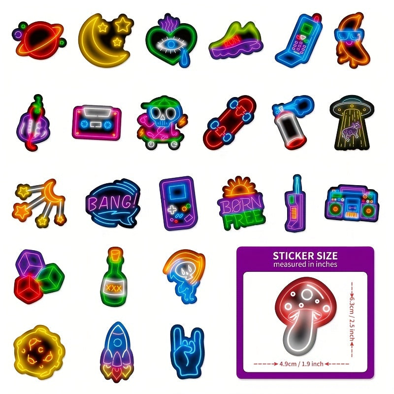 50pcs Neon Style Stickers DIY Creative Toys