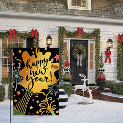 Happy Year Garden Flag Double-Sided Winter Yard Outdoor Decor Flag