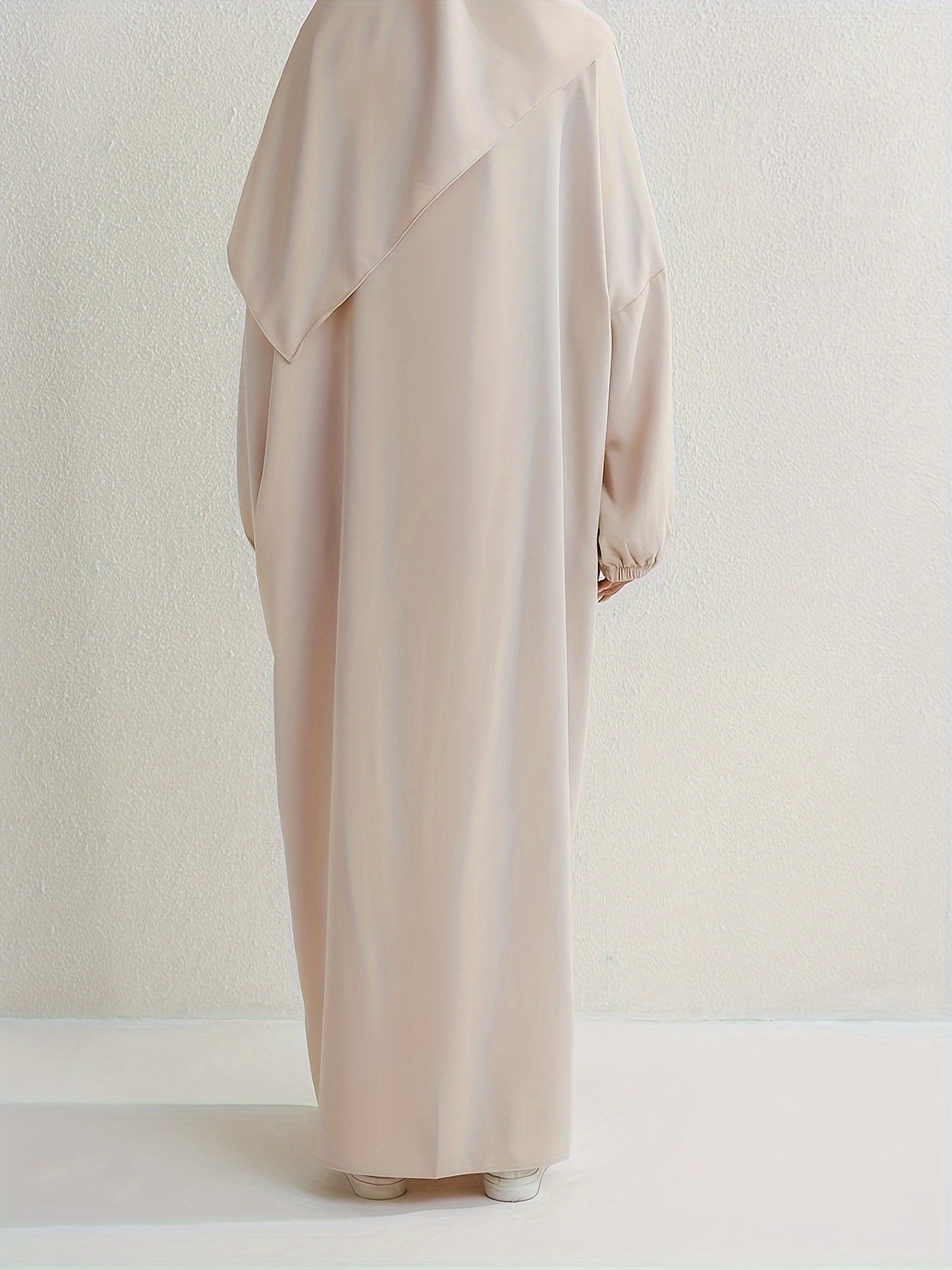  Casual Abaya Dress Women's Plus Solid Drop Shoulder Loose Fit Maxi Dre