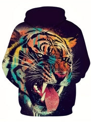 Men's Block Wolf Graphic Hoodie 3D Print Hooded Sweatshirt