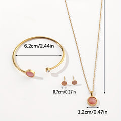 Stainless Steel Jewelry Set Pendant Necklace Stud Earrings Bracelet